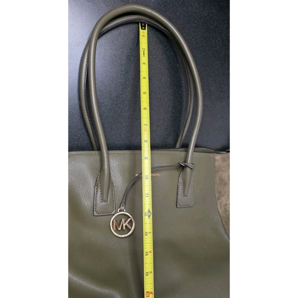 Michael Kors Avril XL Extra Large Top Zip Tote Shoulder Leather Bag Olive Green - Picture 14 of 14